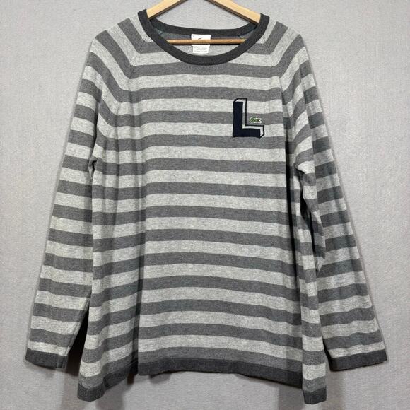 Lacoste Men’s Striped Sweater 3XL Gray Preppy Minimalist Softcore Quiet Luxury - Picture 1 of 8